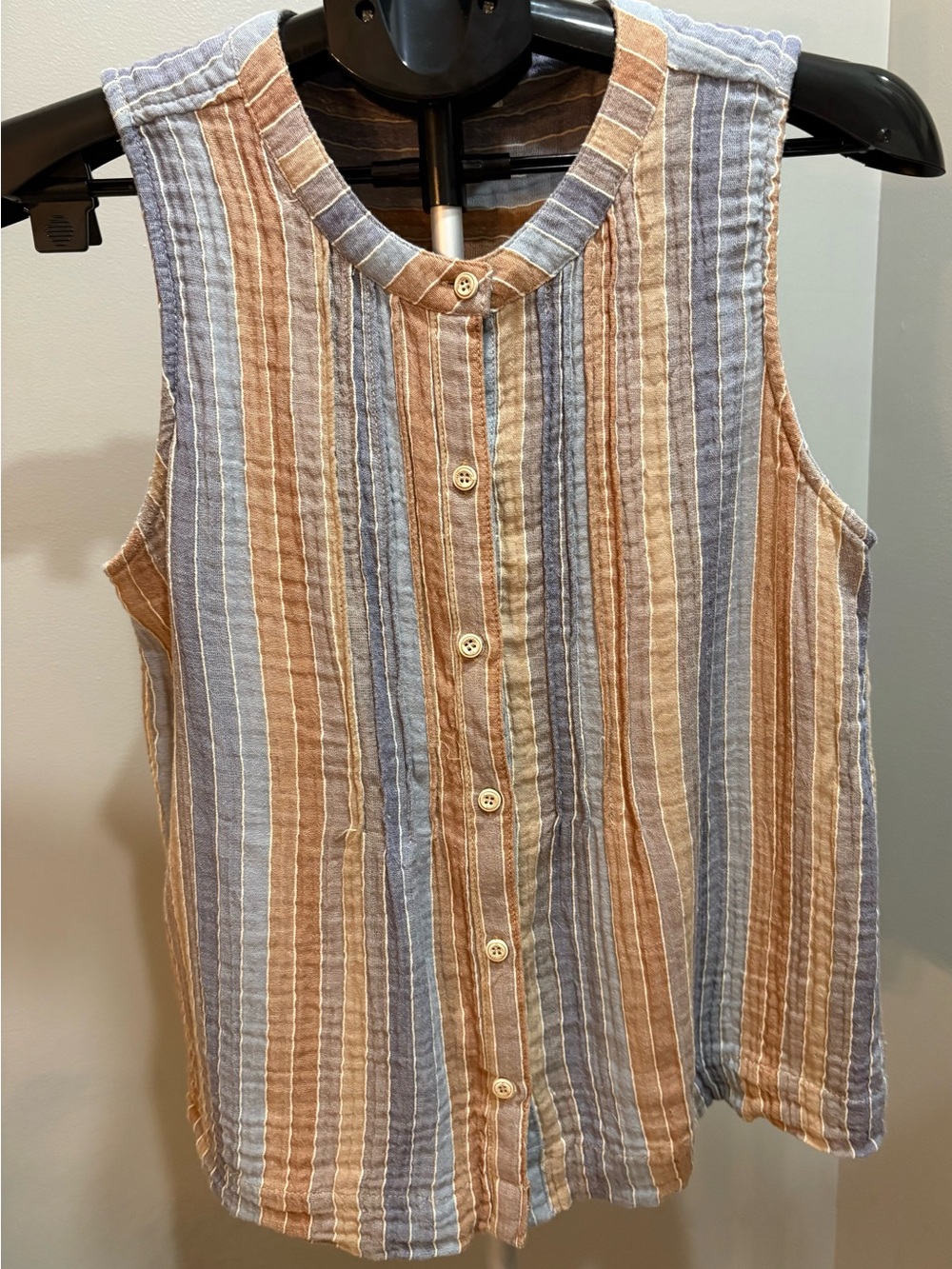 BE COOL Sleeveless Striped Tank in Blue and Tan